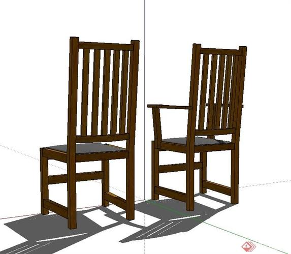 现代中式风格木质家具椅子设计su模型[原创]
